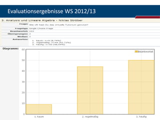 Fachbereich
Wirtschaftswissenschaften
Evaluationsergebnisse WS 2012/13
Lehrstuhl für Wirtschaftspädagogik
und Personalentwicklung
Prof. Dr. Karl Wilbers
12
 