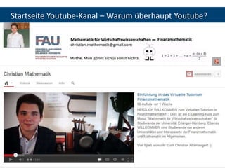 Fachbereich
Wirtschaftswissenschaften
Startseite Youtube-Kanal – Warum überhaupt Youtube?
Lehrstuhl für Wirtschaftspädagogik
und Personalentwicklung
Prof. Dr. Karl Wilbers
9
 