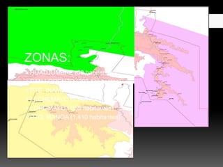 ZONAS:
 HUADJUMBRE (50 habitantes)
 SAN LORENZO (288 habitantes)
 PTE. INAMBARI (193 habitantes)
 LECHEMAYO (1,036 habitantes)
 LOROMAYO ( 255 habitantes)
 PTO. MANOA (1,410 habitantes)
 