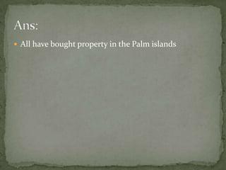 All have bought property in the Palm islandsAns: