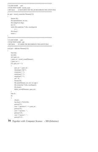 Quiz using C++ | DOC