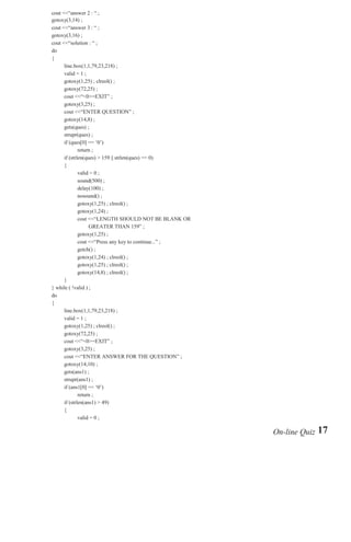 Quiz using C++ | DOC