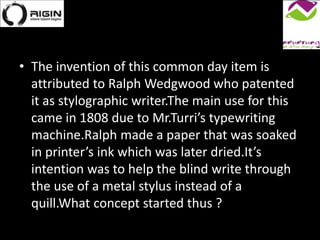 Turri Writing Machine Origin 2k14 Quiz Finals | PPTX