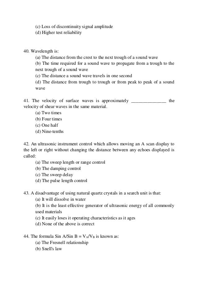 Ultrasonic Testing Level 1 Quiz