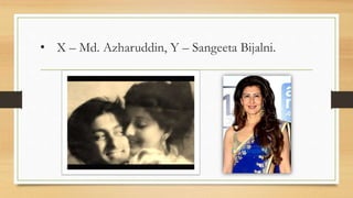 • X – Md. Azharuddin, Y – Sangeeta Bijalni.
 