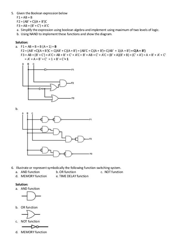 boolean algebra exercises