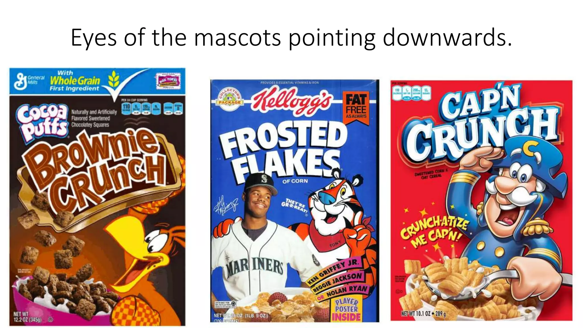 Eyes of the mascots pointing downwards.
 