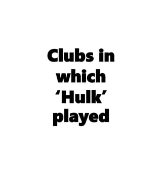 Clubs in
which
‘Hulk’
played
 