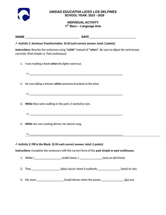 PAST TENSE VS PAST CONTINUOUS WORKSHEET visual data 7