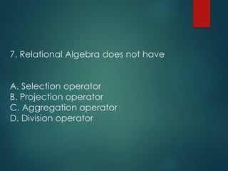 Quiz on Relational Algebra | PPT