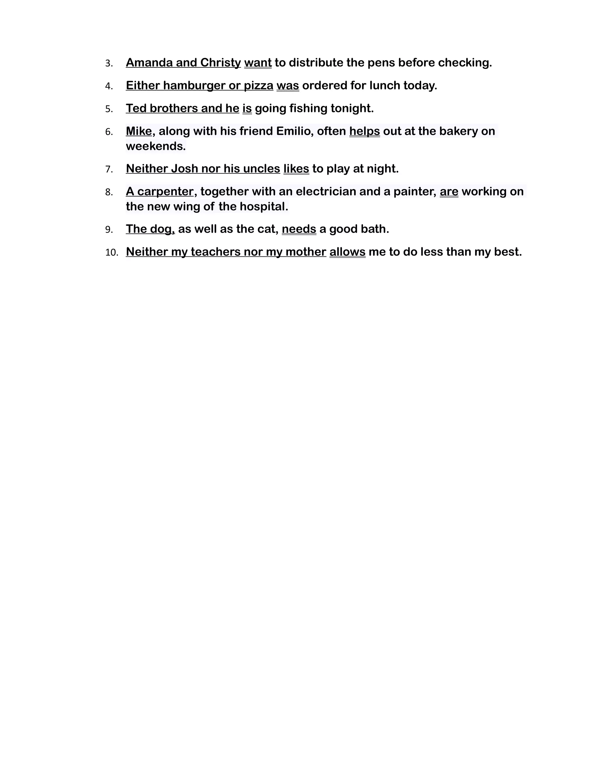 Quiz (grade 6) : Subject Verb Agreement | PDF
