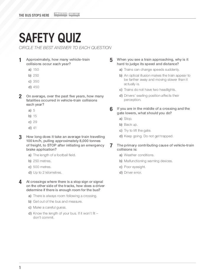 questions and answers car safety Transit Drivers: Safety Quiz & Motor Coach