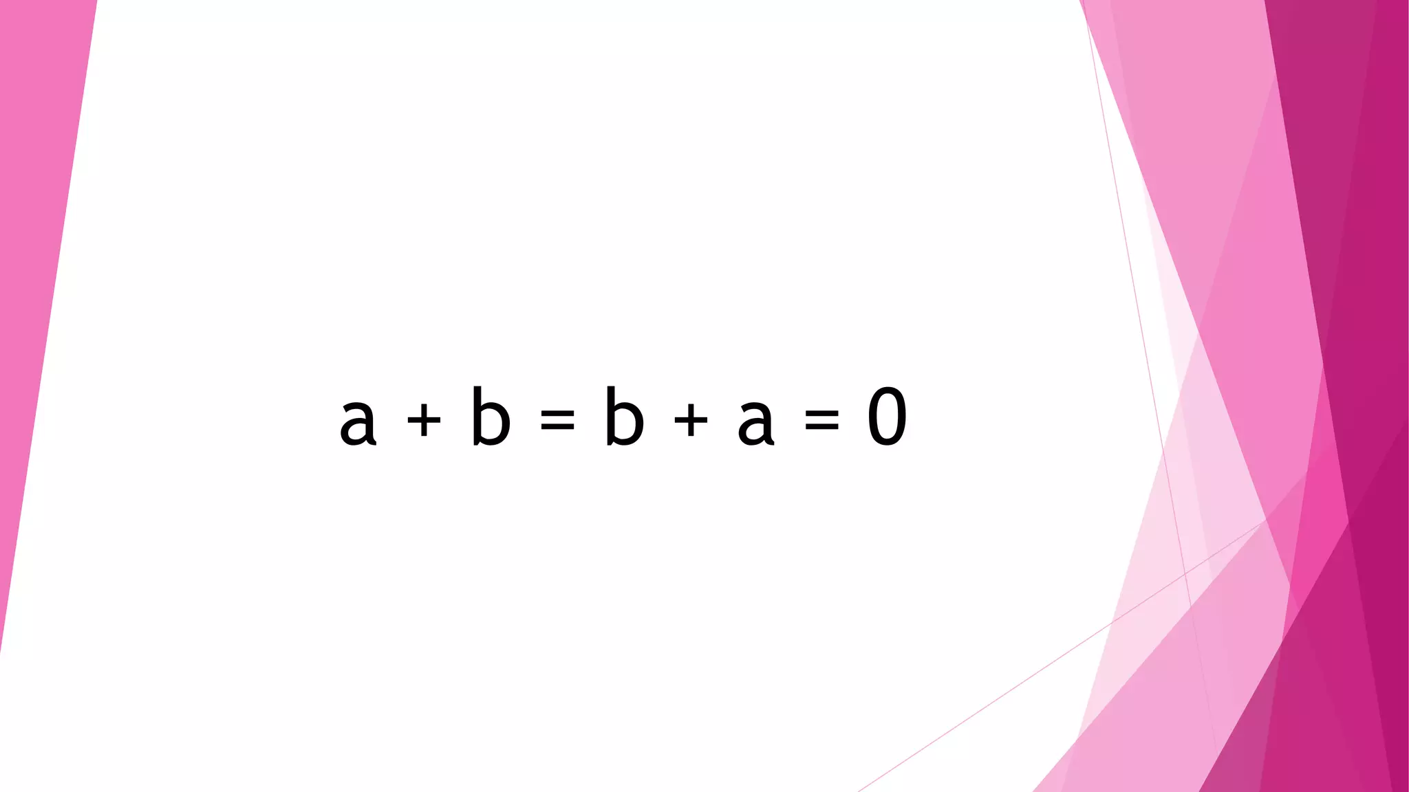 a + b = b + a = 0
 