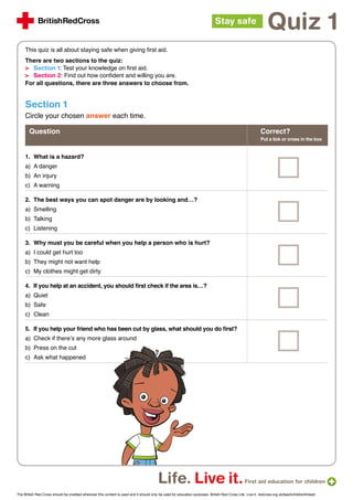 Quiz 1 first aid PDF