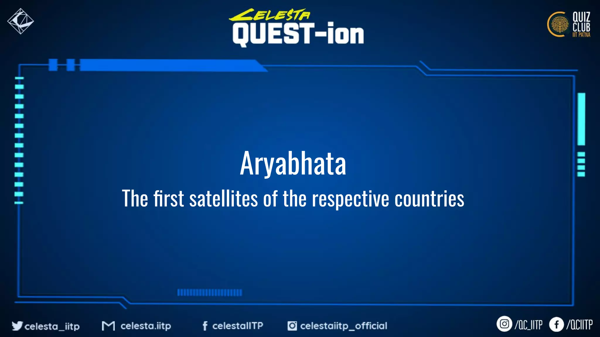 Aryabhata
The ﬁrst satellites of the respective countries
 
