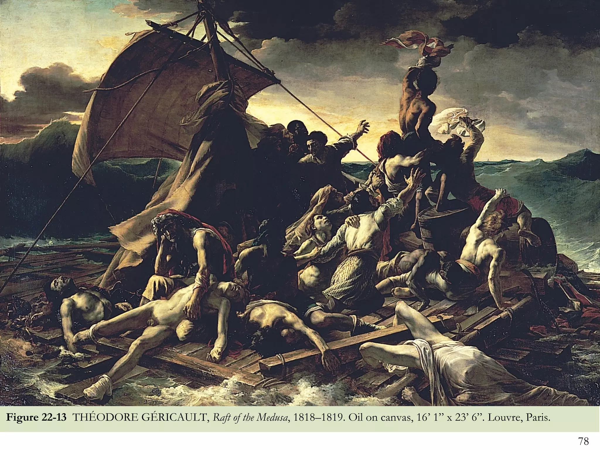 Figure 22-13 THÉODORE GÉRICAULT, Raft of the Medusa, 1818–1819. Oil on canvas, 16’ 1” x 23’ 6”. Louvre, Paris.

                                                                                                                 78
 