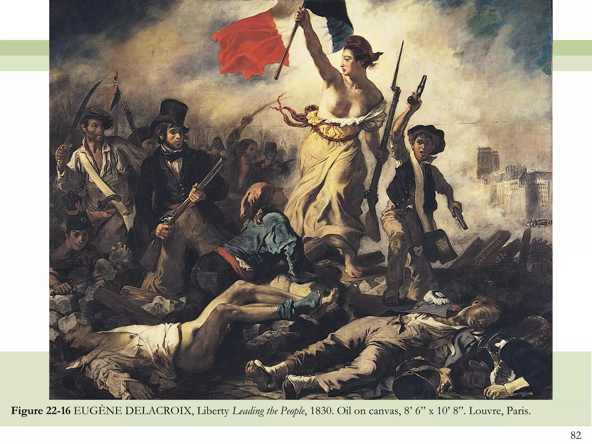 Figure 22-16 EUGÈNE DELACROIX, Liberty Leading the People, 1830. Oil on canvas, 8’ 6” x 10’ 8”. Louvre, Paris.

                                                                                                                 82
 