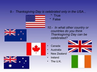 Quiz about thanksgiving | PPT