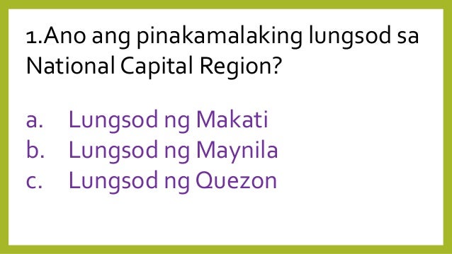 Bayan ncr mga sa Talaan ng
