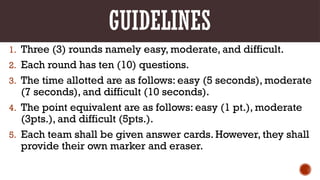Quiz bee 2025 on General Knowledge for College | PPTX