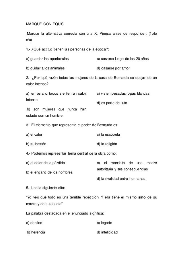 Quiz Bernarda Alba