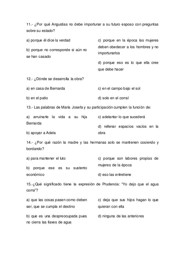 Quiz Bernarda Alba