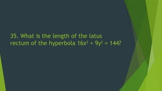 35. What is the length of the latus
rectum of the hyperbola 16x2
+ 9y2
= 144?
 