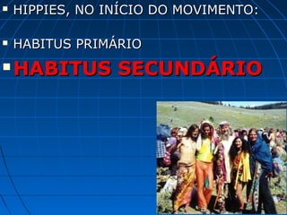    HIPPIES, NO INÍCIO DO MOVIMENTO:

   HABITUS PRIMÁRIO
   HABITUS SECUNDÁRIO
 
