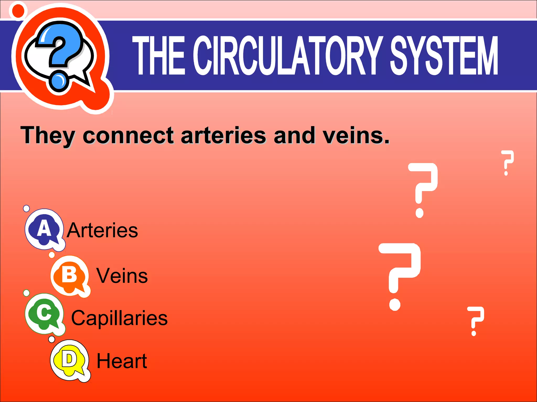 They connect aarrtteerriieess aanndd vveeiinnss.. 
Arteries 
Veins 
Capillaries 
Heart 
 