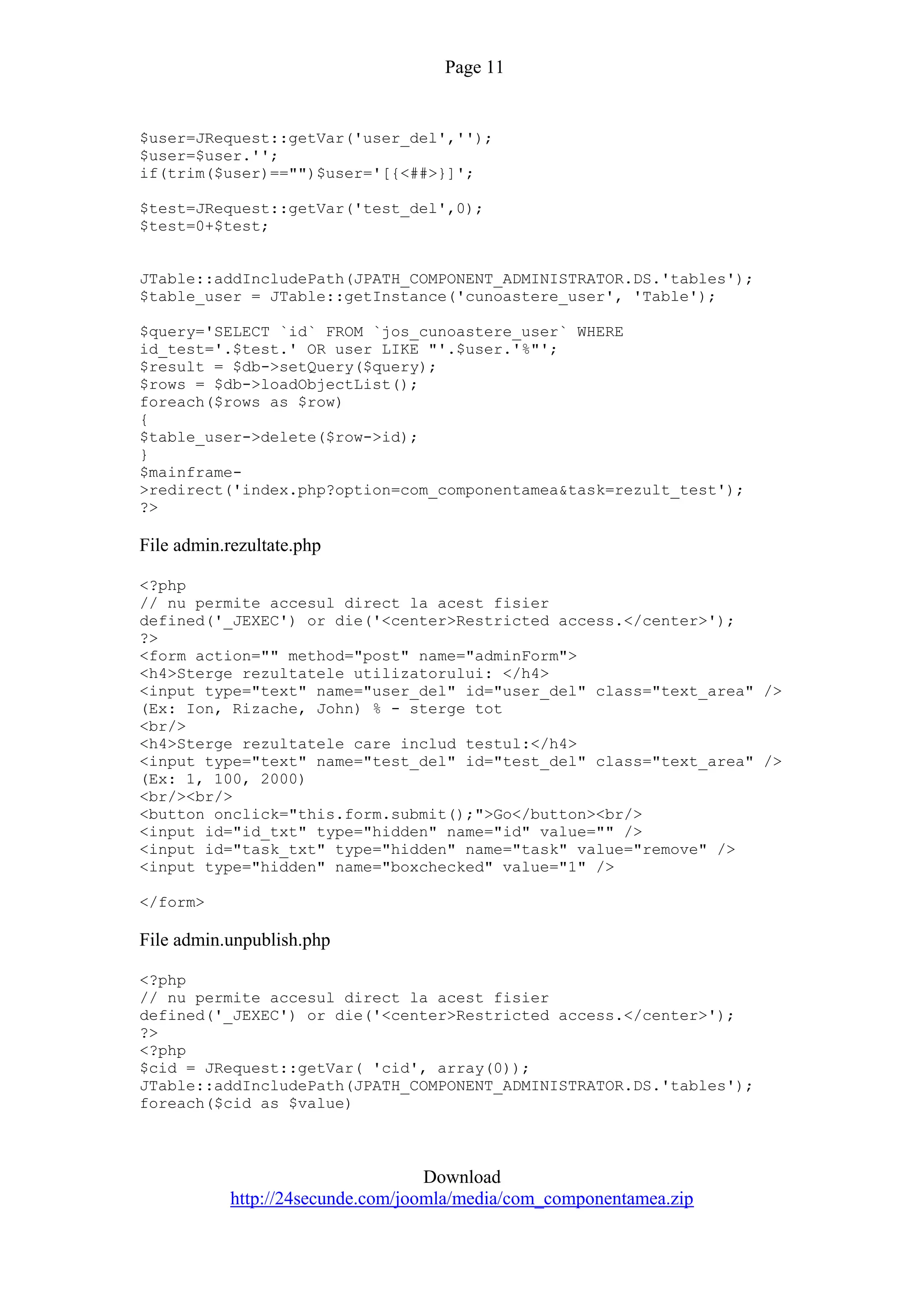 Quiz Component For Joomla