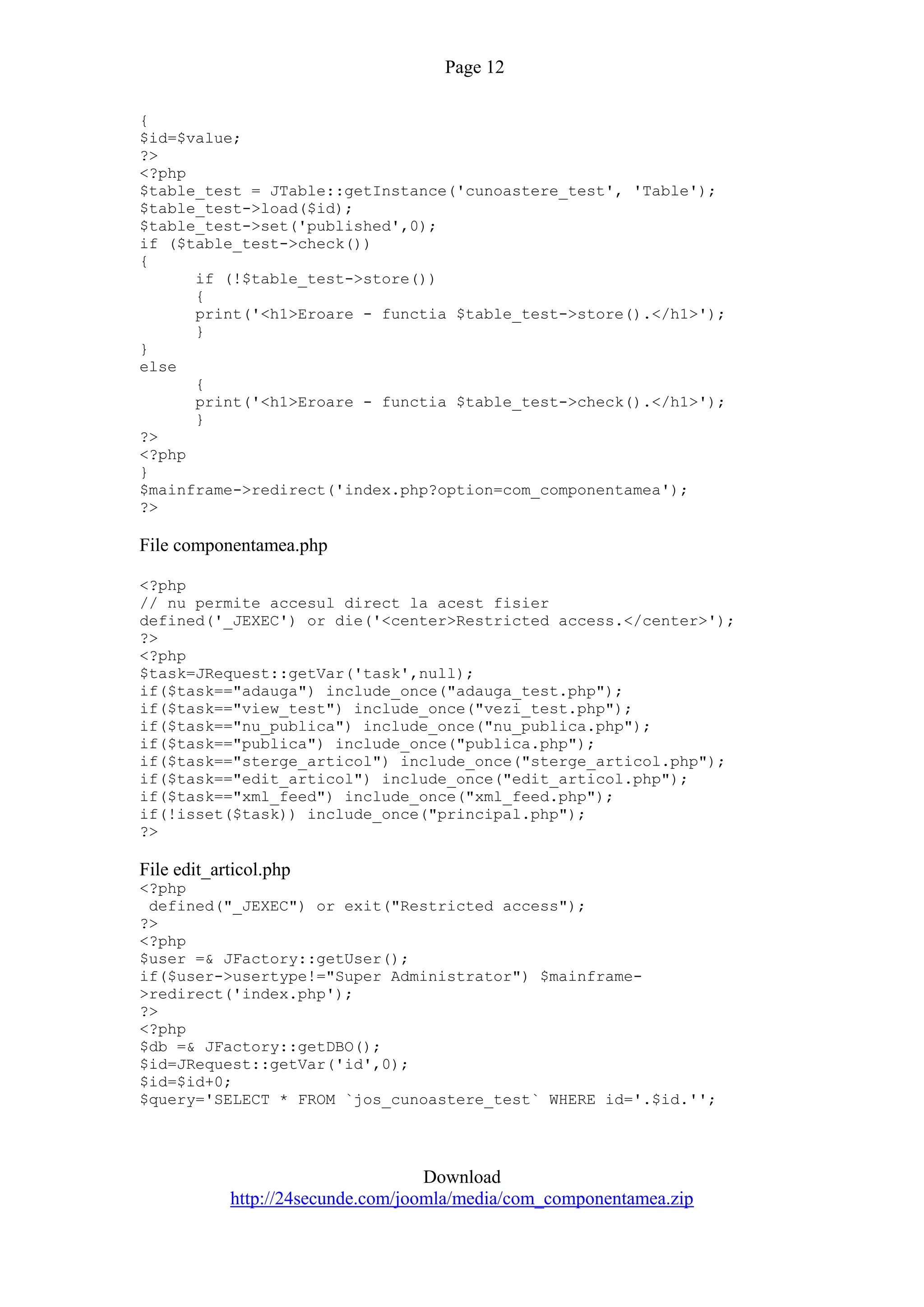 Quiz Component For Joomla