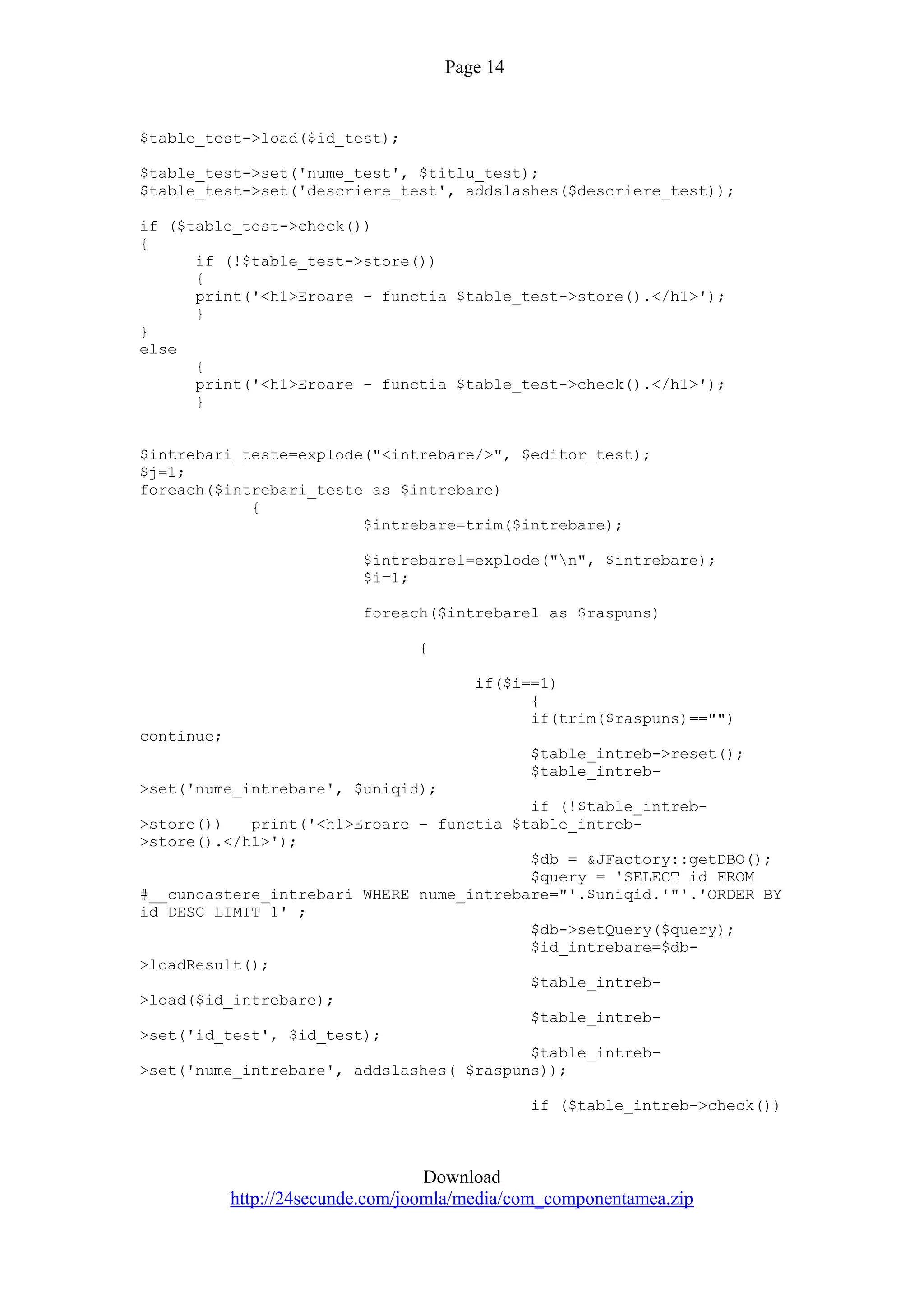Quiz Component For Joomla