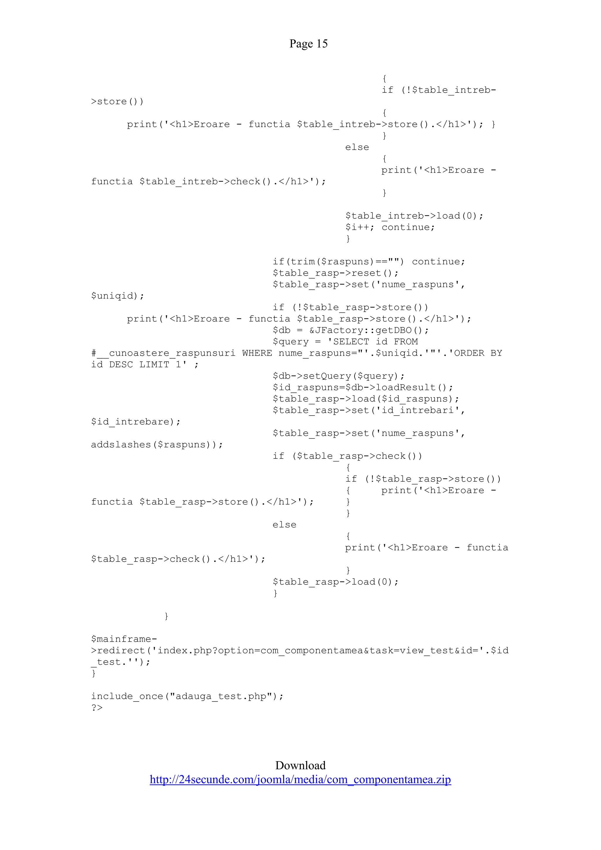 Quiz Component For Joomla