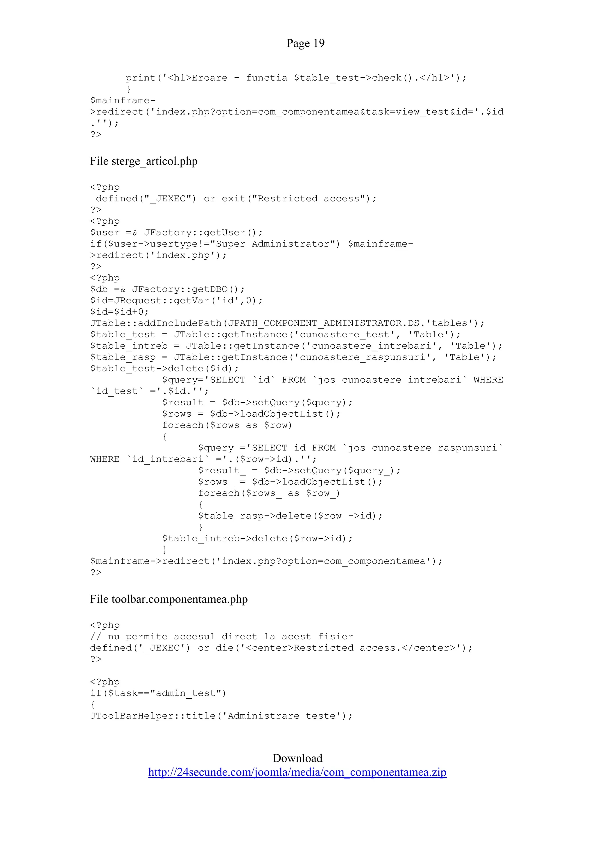 Quiz Component For Joomla