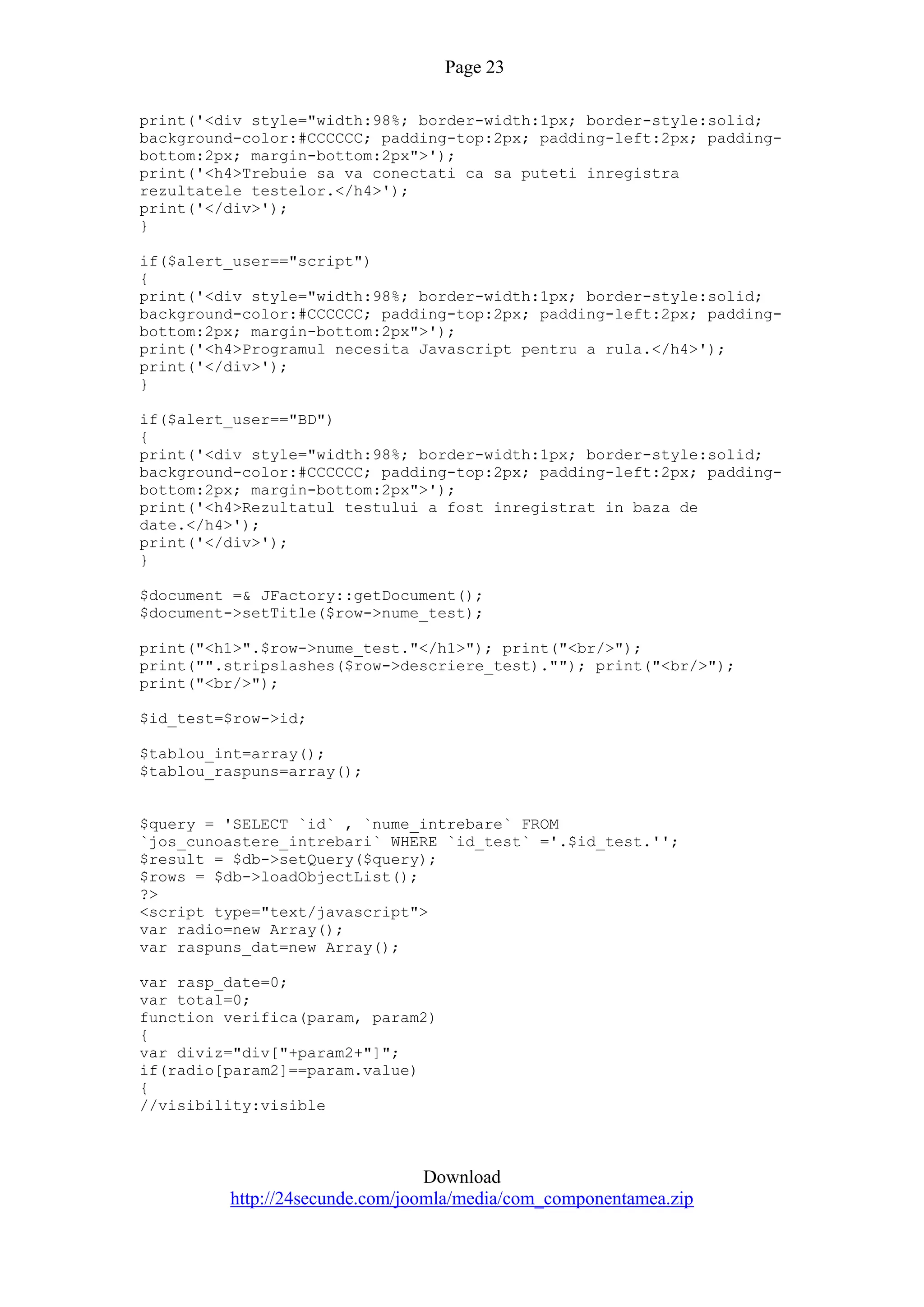 Quiz Component For Joomla