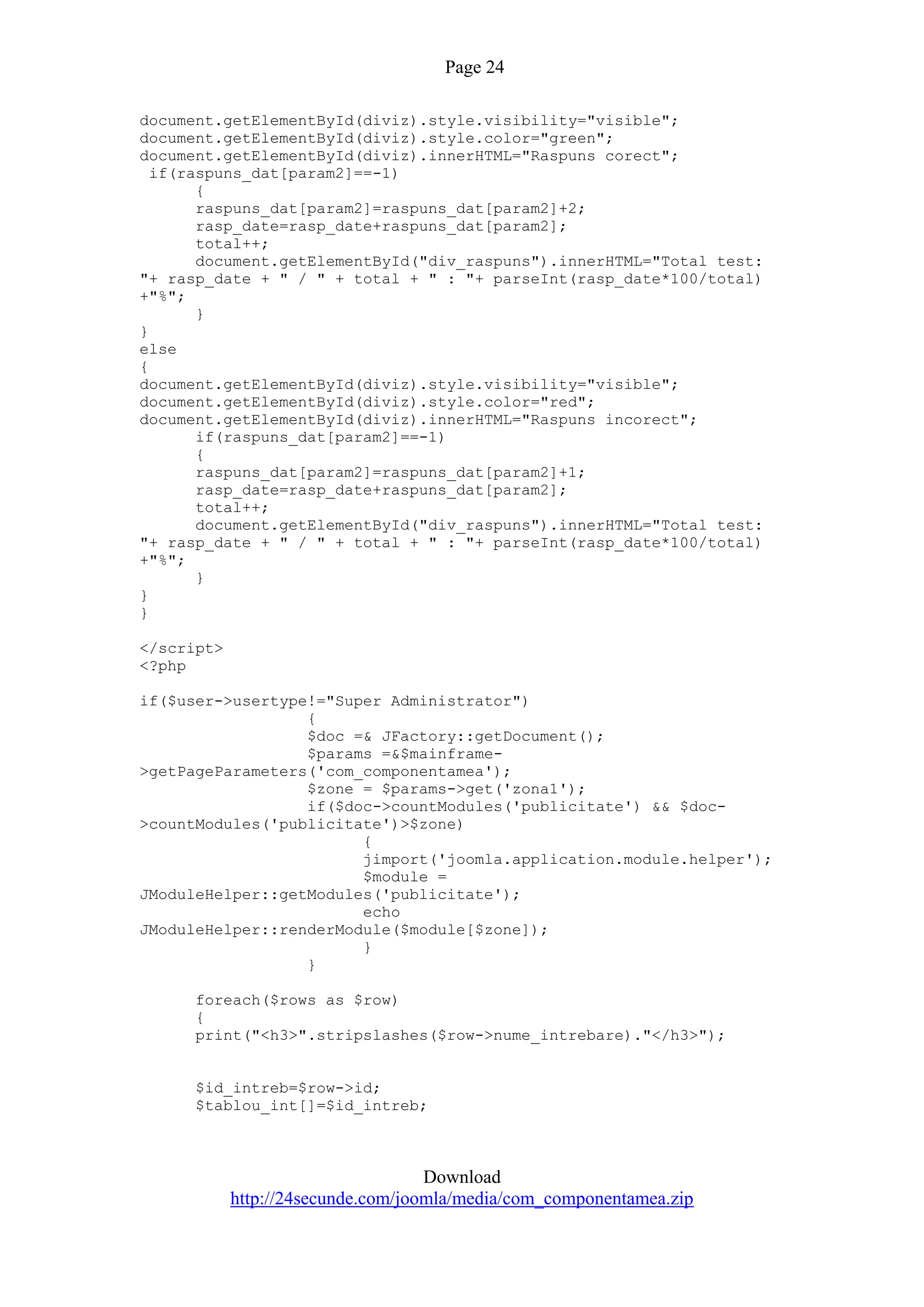 Quiz Component For Joomla