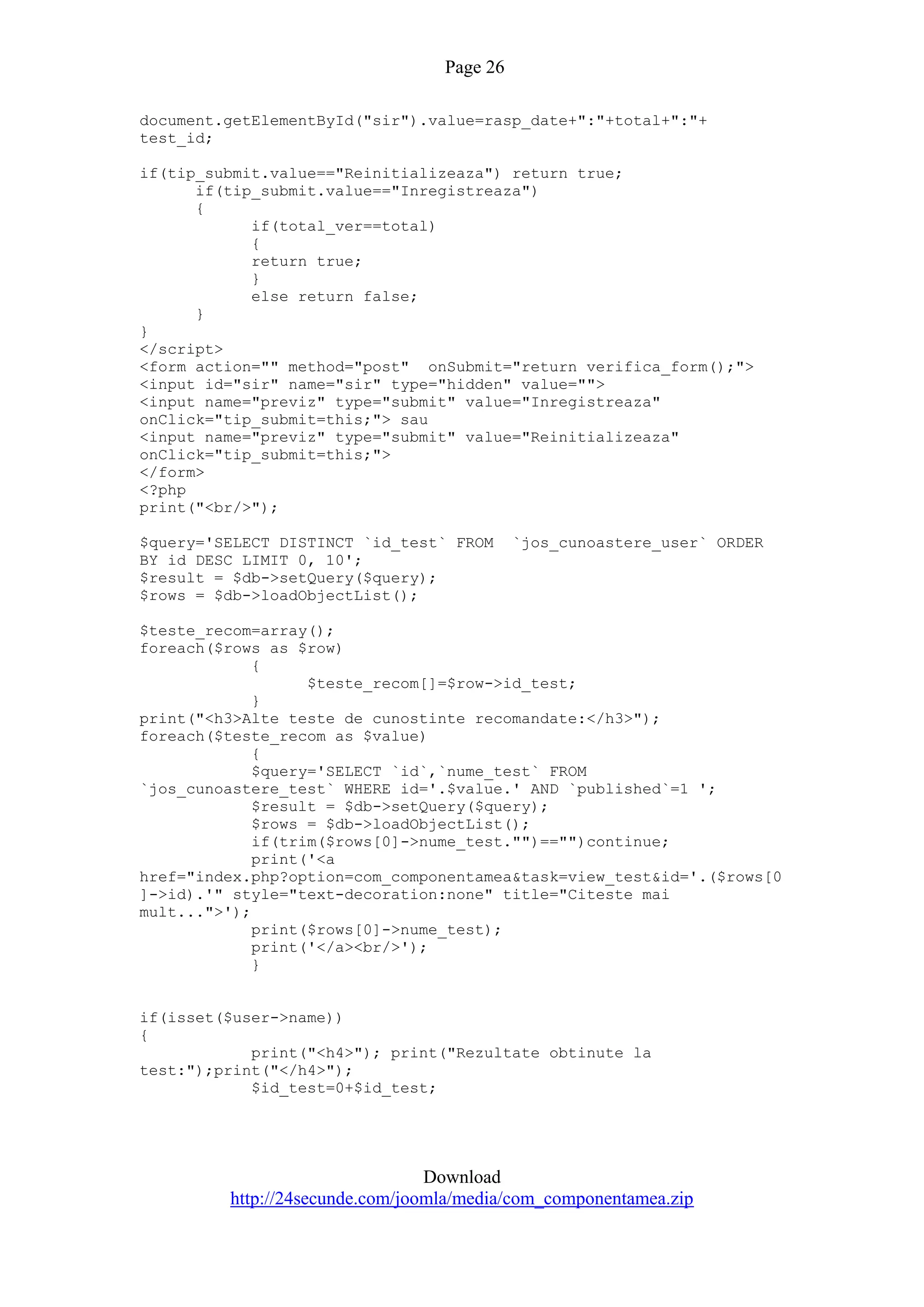 Quiz Component For Joomla