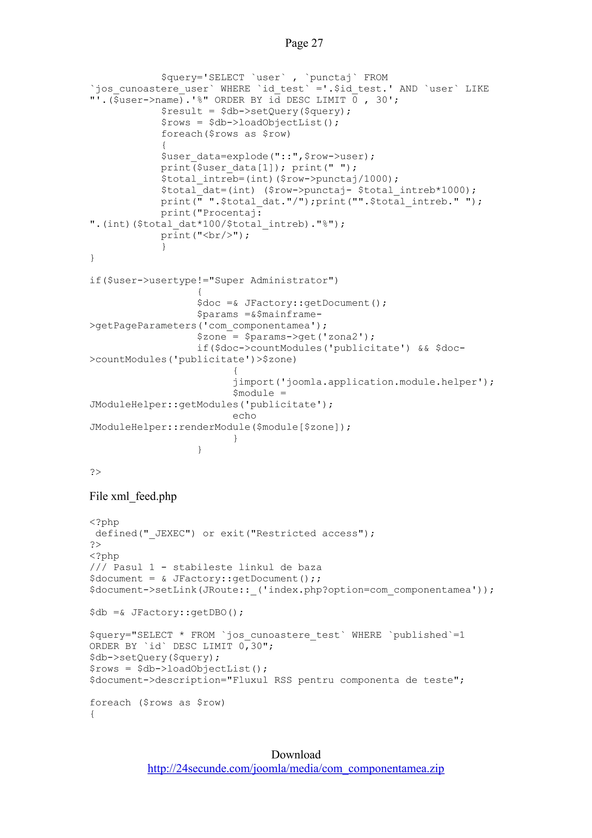 Quiz Component For Joomla