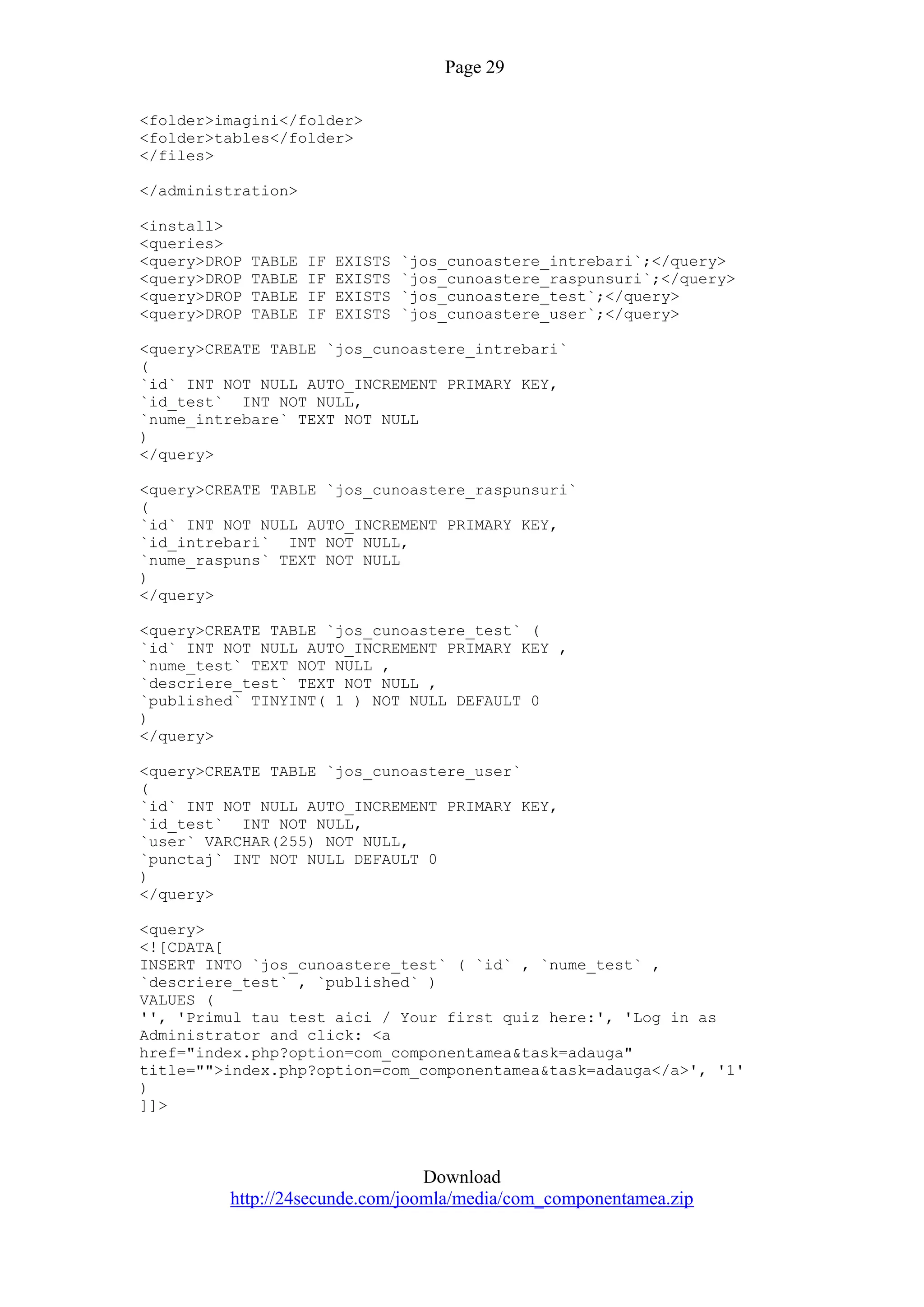 Quiz Component For Joomla