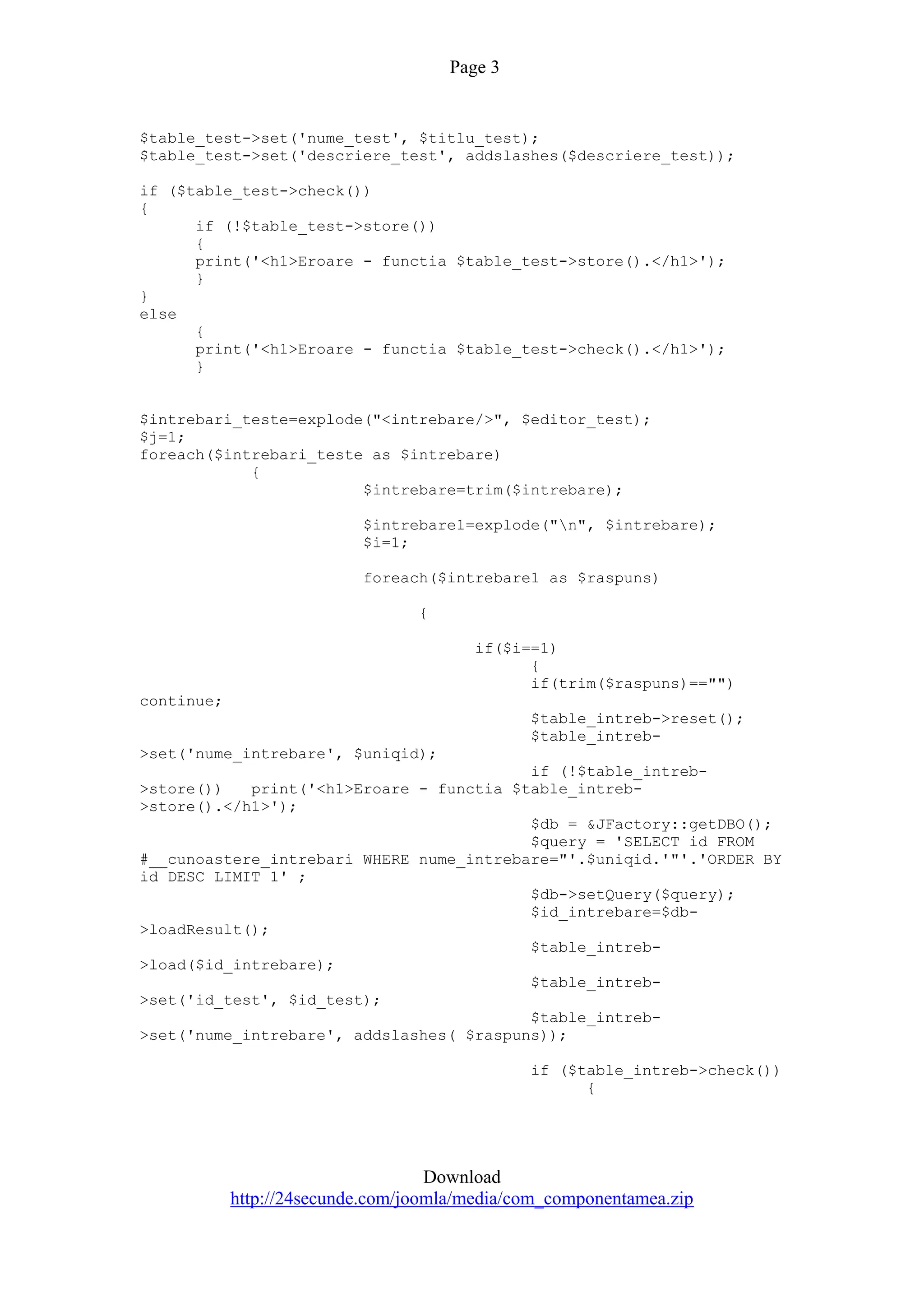 Quiz Component For Joomla