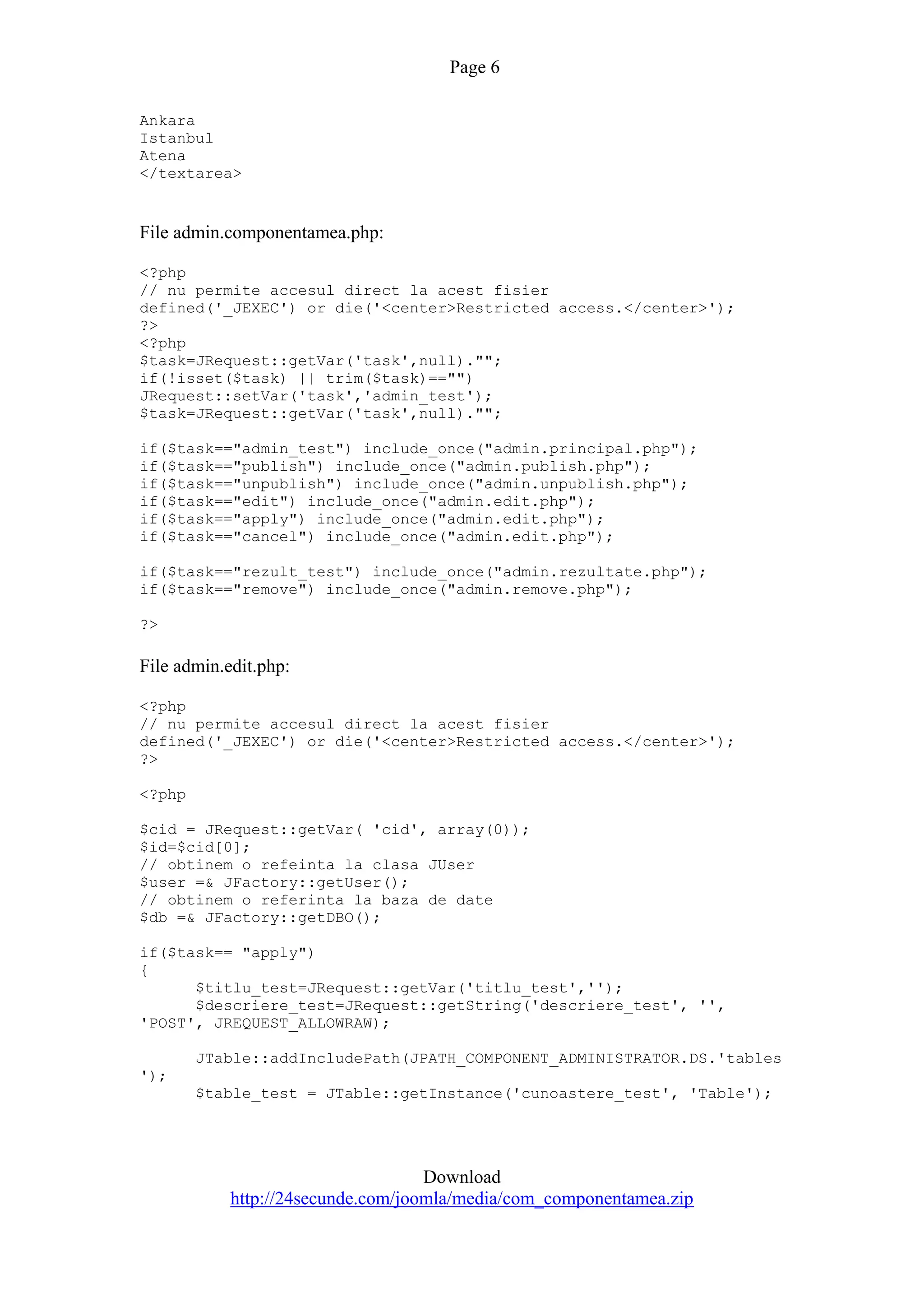 Quiz Component For Joomla