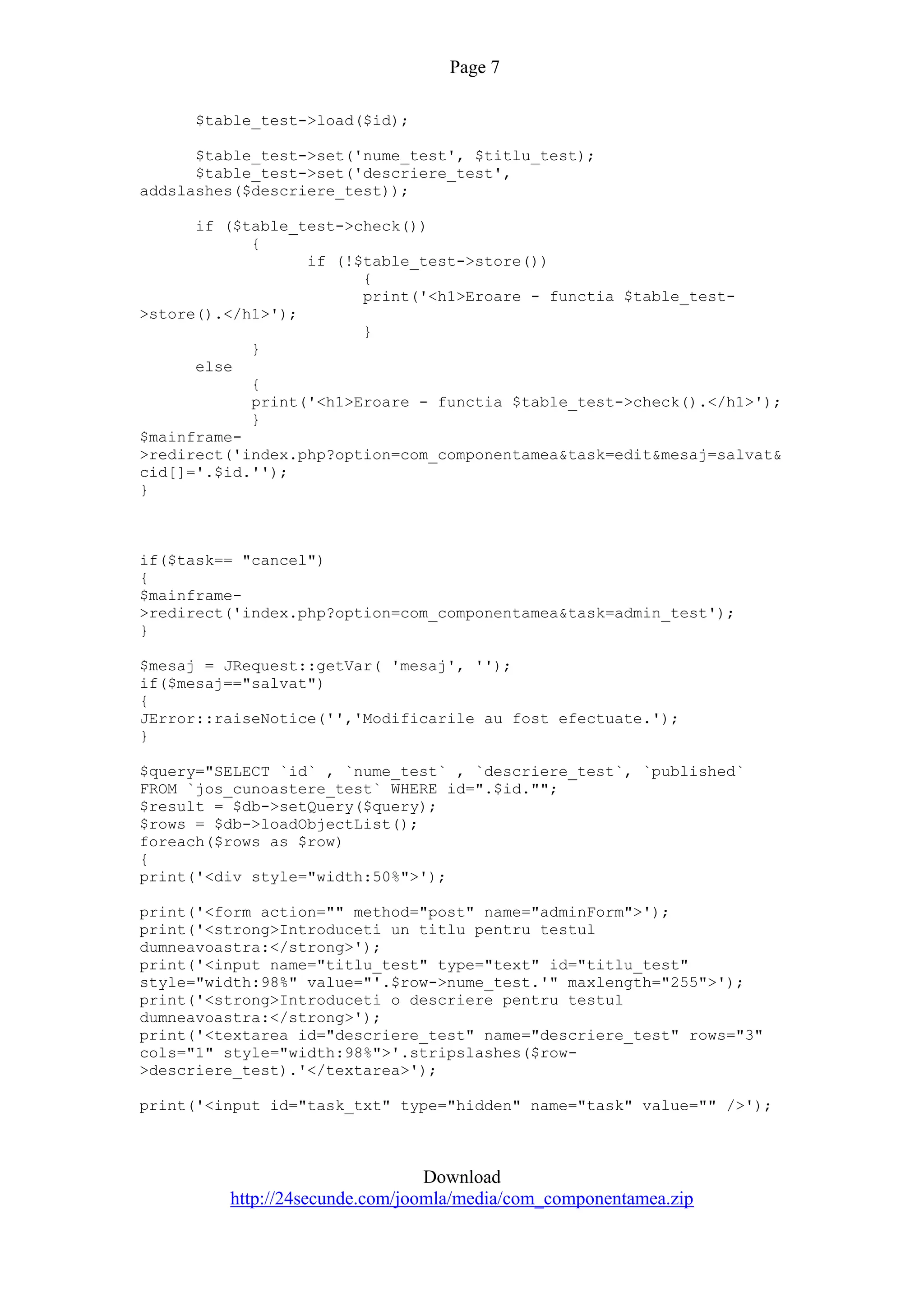 Quiz Component For Joomla