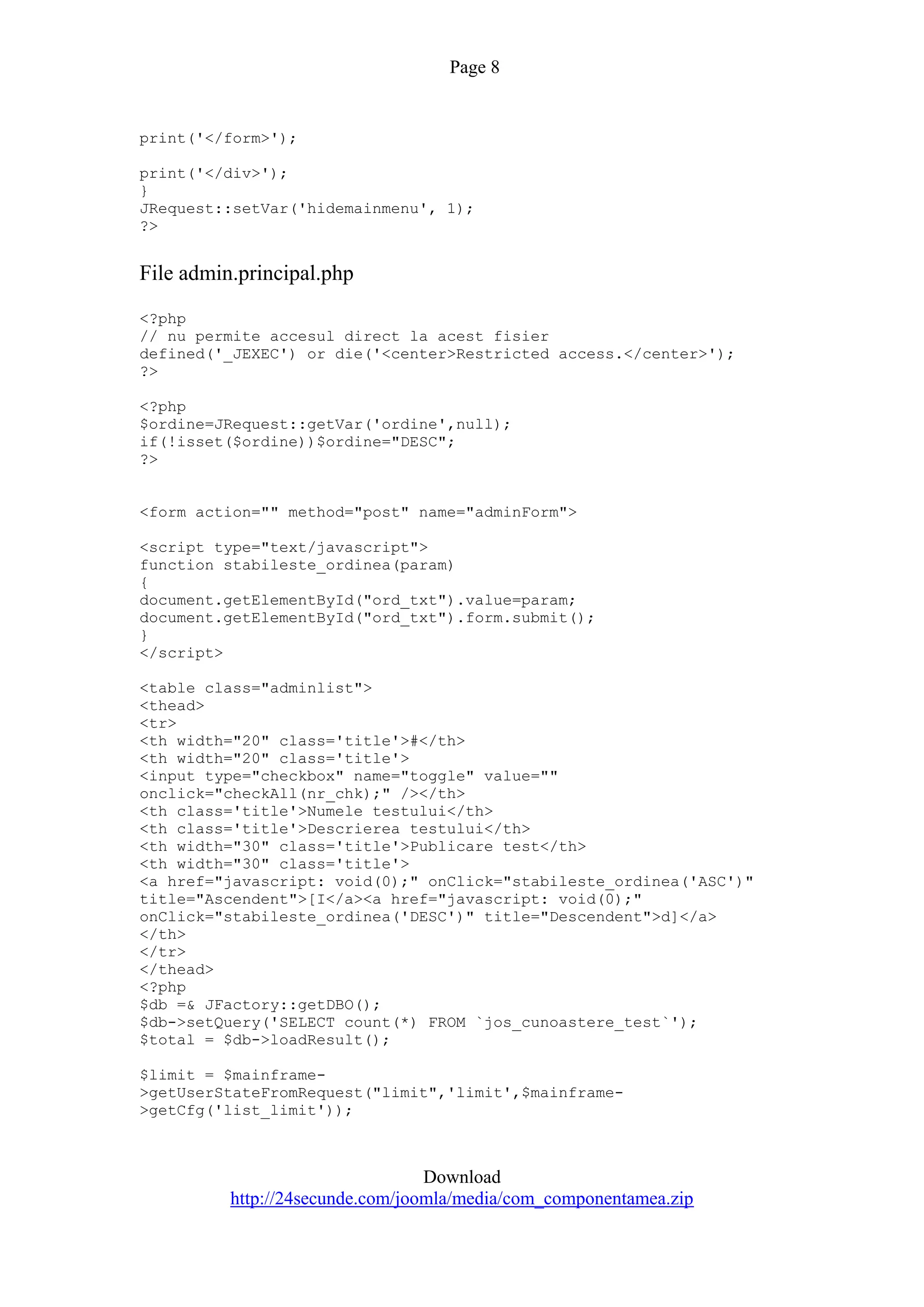 Quiz Component For Joomla