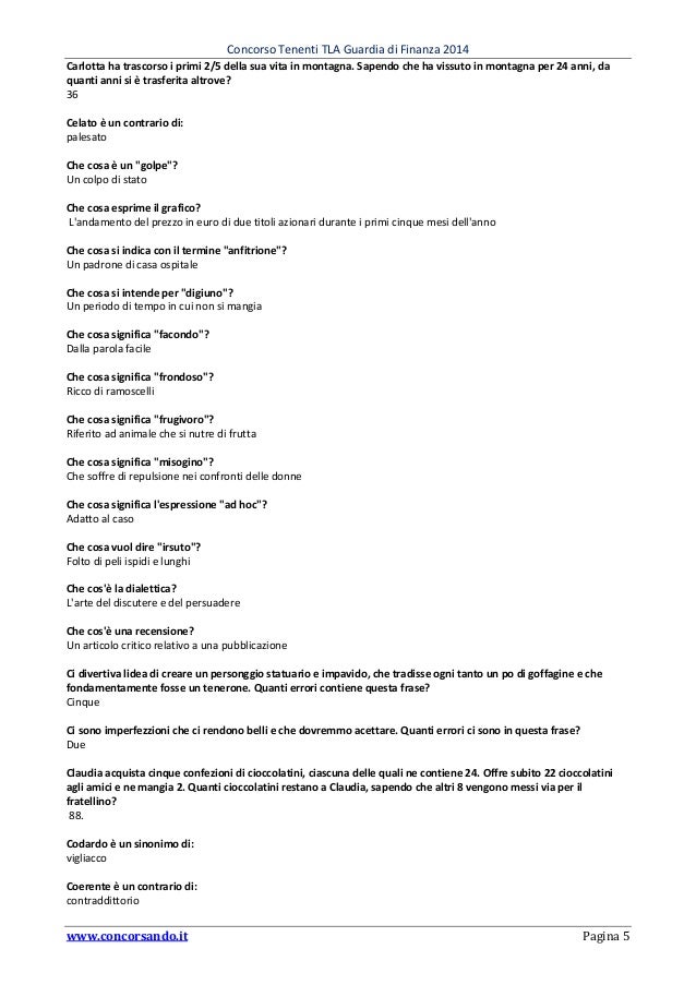 Quiz Concorso Tenenti Tla Guardia Di Finanza 14