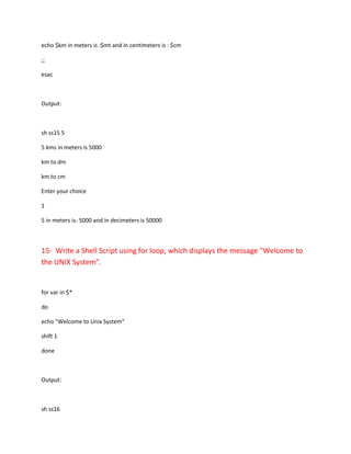 Quize On Scripting Shell