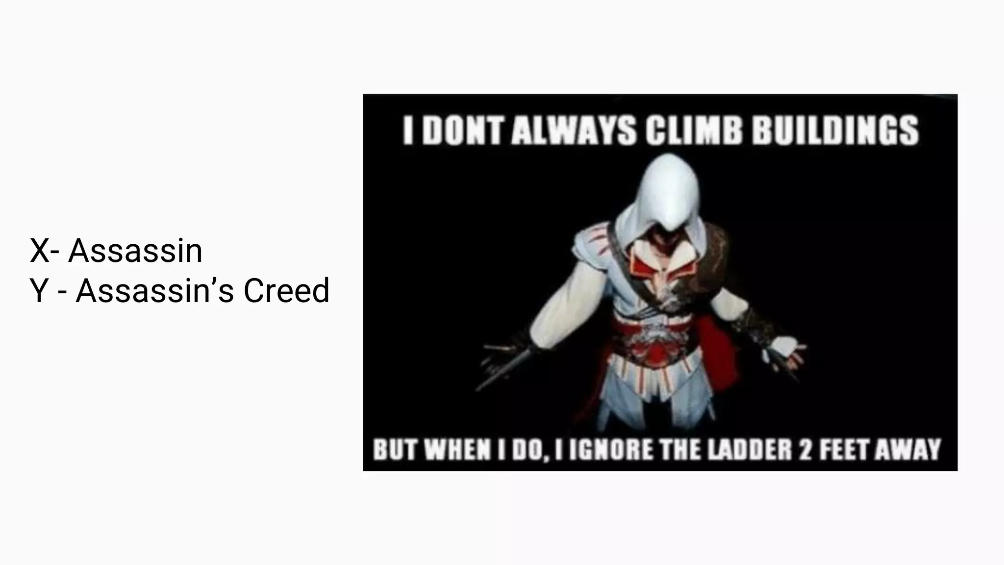 X- Assassin
Y - Assassin’s Creed
 