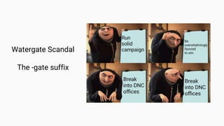 Watergate Scandal
The -gate suffix
 