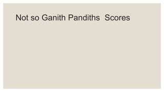 Not so Ganith Pandiths Scores
 