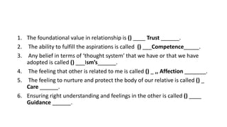 human value and professional ethicsQuiz harmony in family 1 word | PPTX
