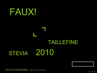FAUX!

Seulement   7.1%   des ménages

Français ont acheté TAILLEFINE

STEVIA en   2010!
                                 REESSAYER

                                        © Kantar Worldpanel
 